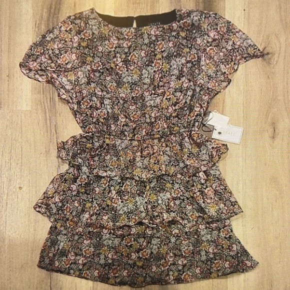 1. State Ruffled Floral Mini Dress - Small/Black, Pink & Yellow - Picture 2 of 5